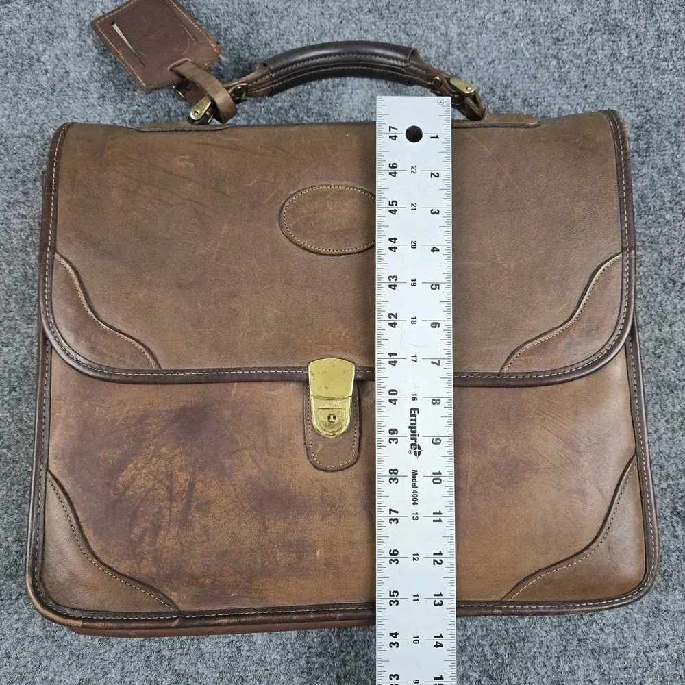 Orvis Vintage Leather‎ Briefcase USA Brown Rawhide Messenger Bag 16x13 Strap
